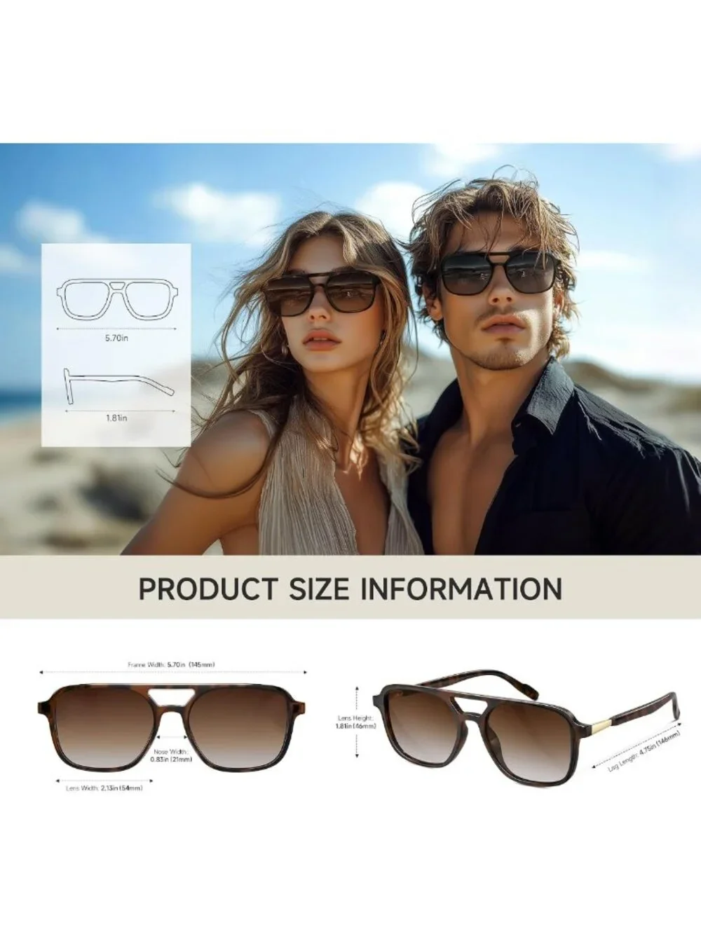 Trendy Retro Polarized Aviator Sunglasses for Women & Men - Vintage 70s UV